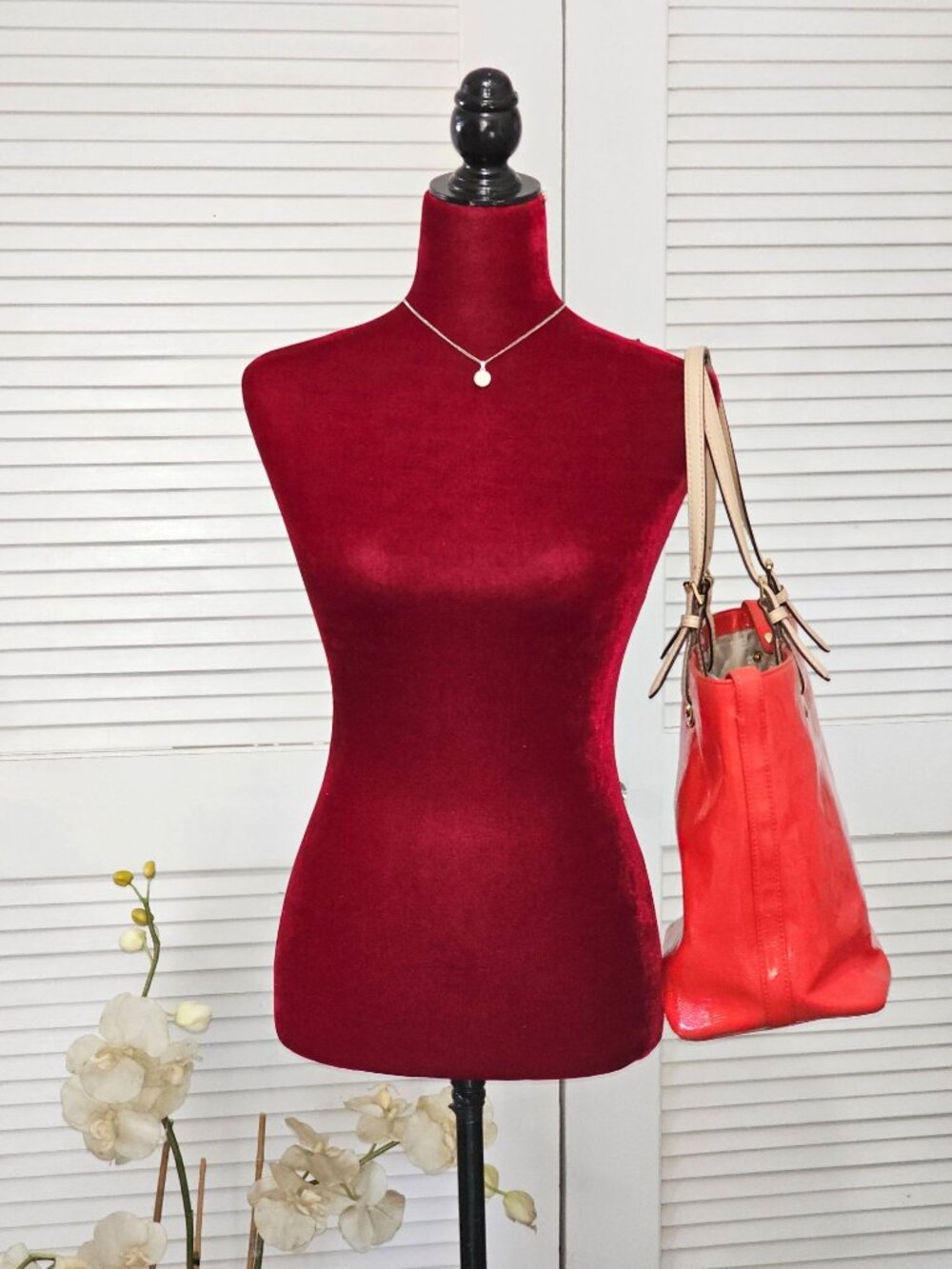 Michael Kors Women's Red Leather Jet Set Mirror Metallic Patent Tote Large 1794 - Picture 2 of 16